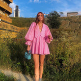 plaid doll collar long-sleeved A-line dress with stylish design